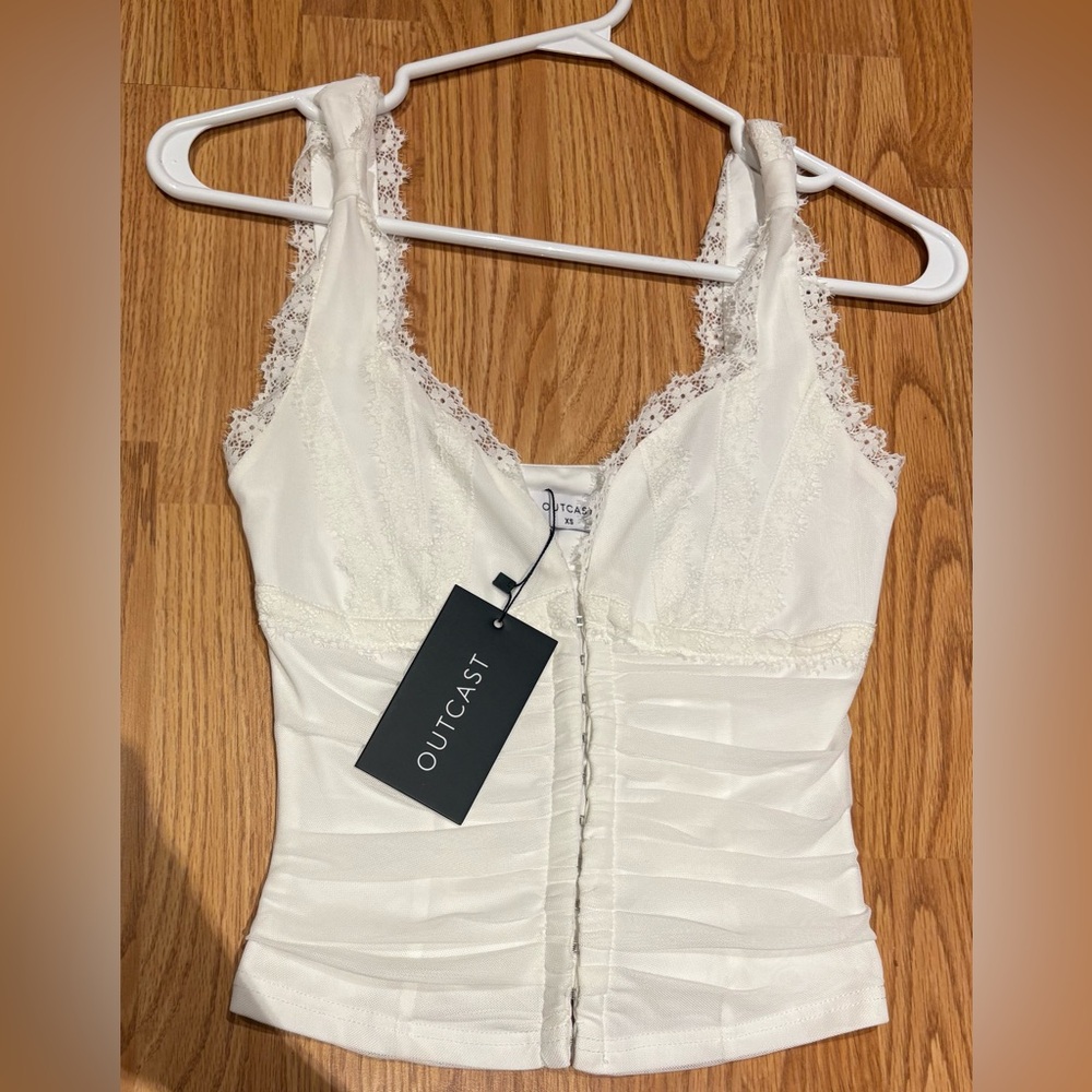 Outcast White Lace Trim Women Top